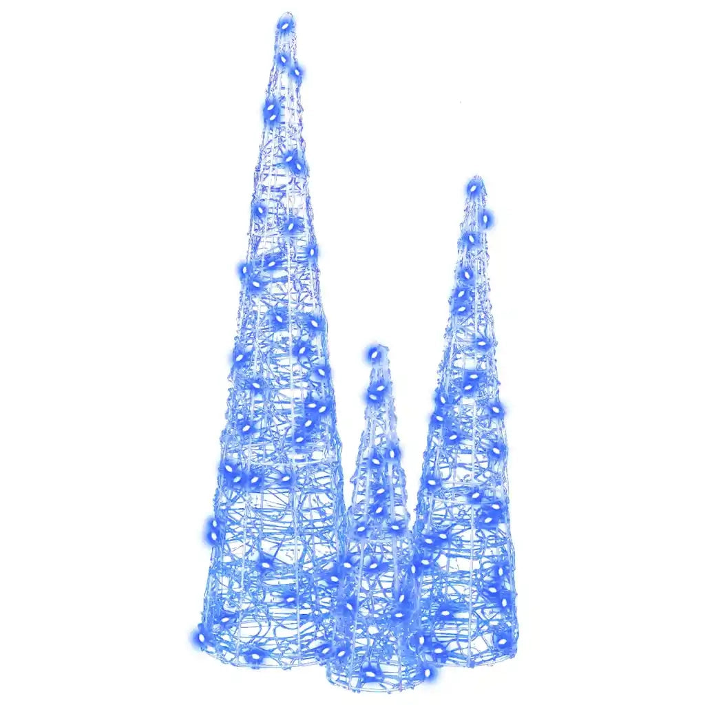 Albero di Natale con 90 LED 3 pcs Blu 20 x 20 x 80 cm Acrilico