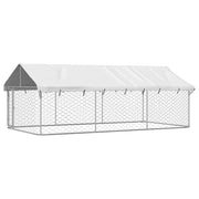 Gabbia/recinto per animali da esterno con tetto 400 x 200 x 150 cm Argento 02_0041910