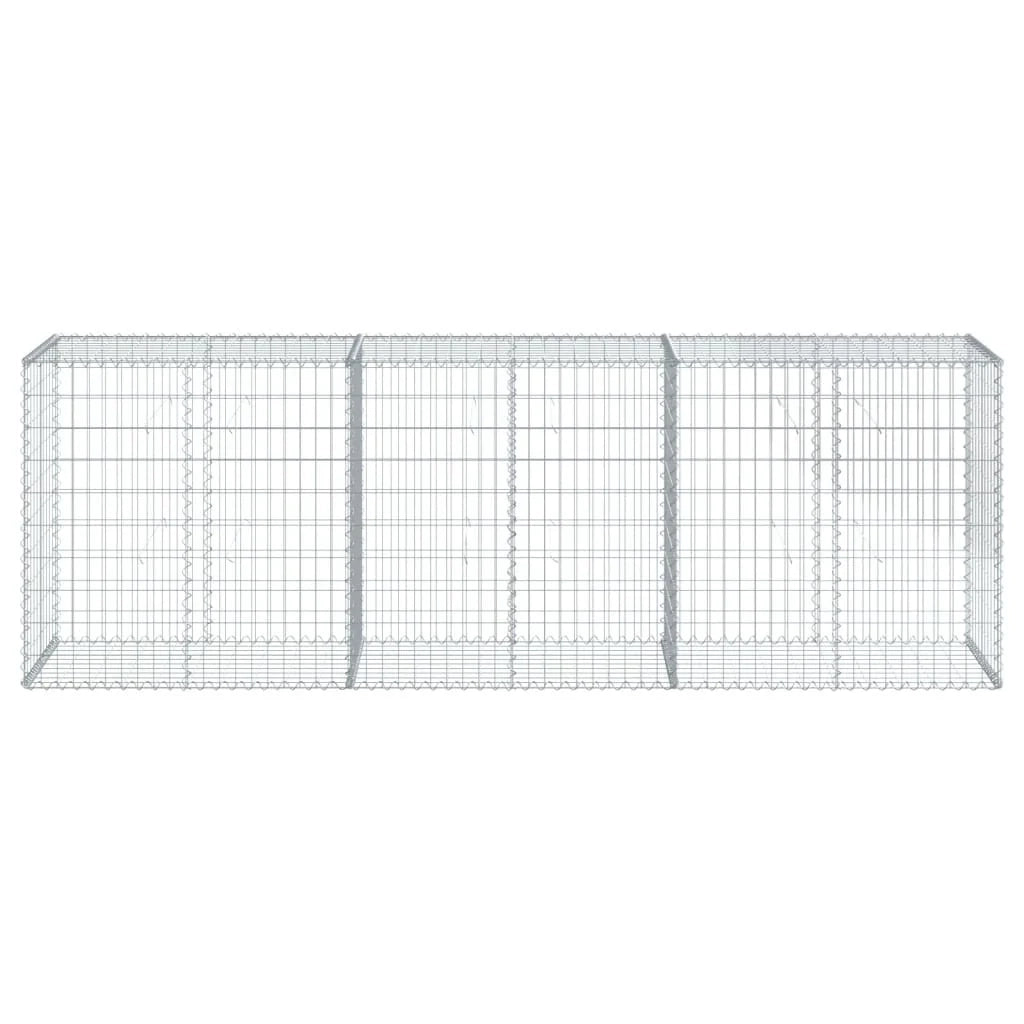 Gabbione recinto a gabbia muro di contenimento con coperchio 300 x 50 x 100 cm ferro zincato argento 02_0040153