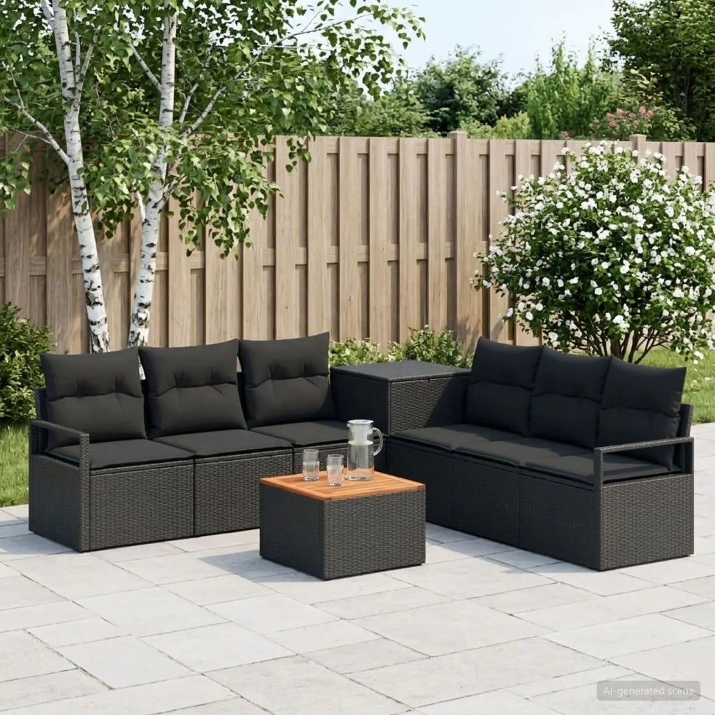 Set di divani 8 pz Nero Rattan sintetico e Acciaio 3448158