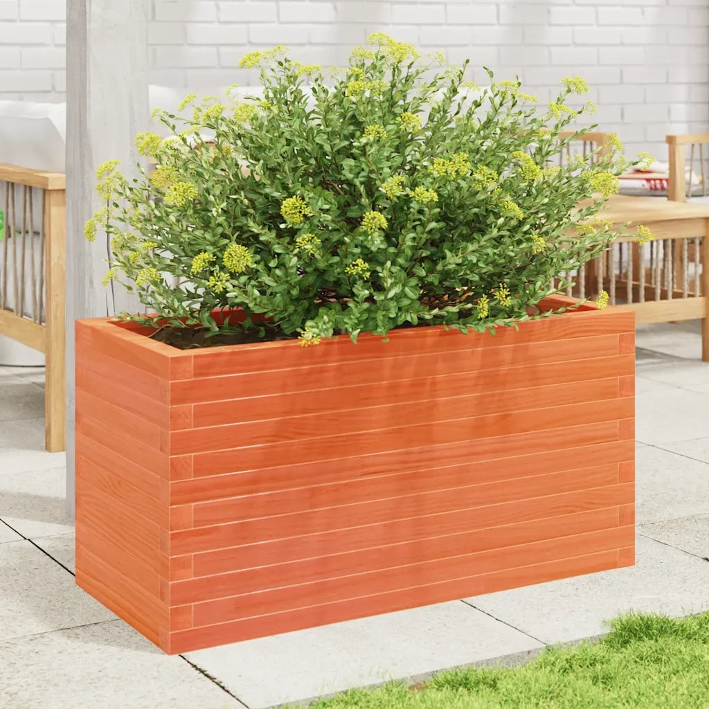 Fioriera Giardino-Vaso da Esterno-Contenitore per Piante Marrone Cera 90x40x45,5cm Legno Massello Pino