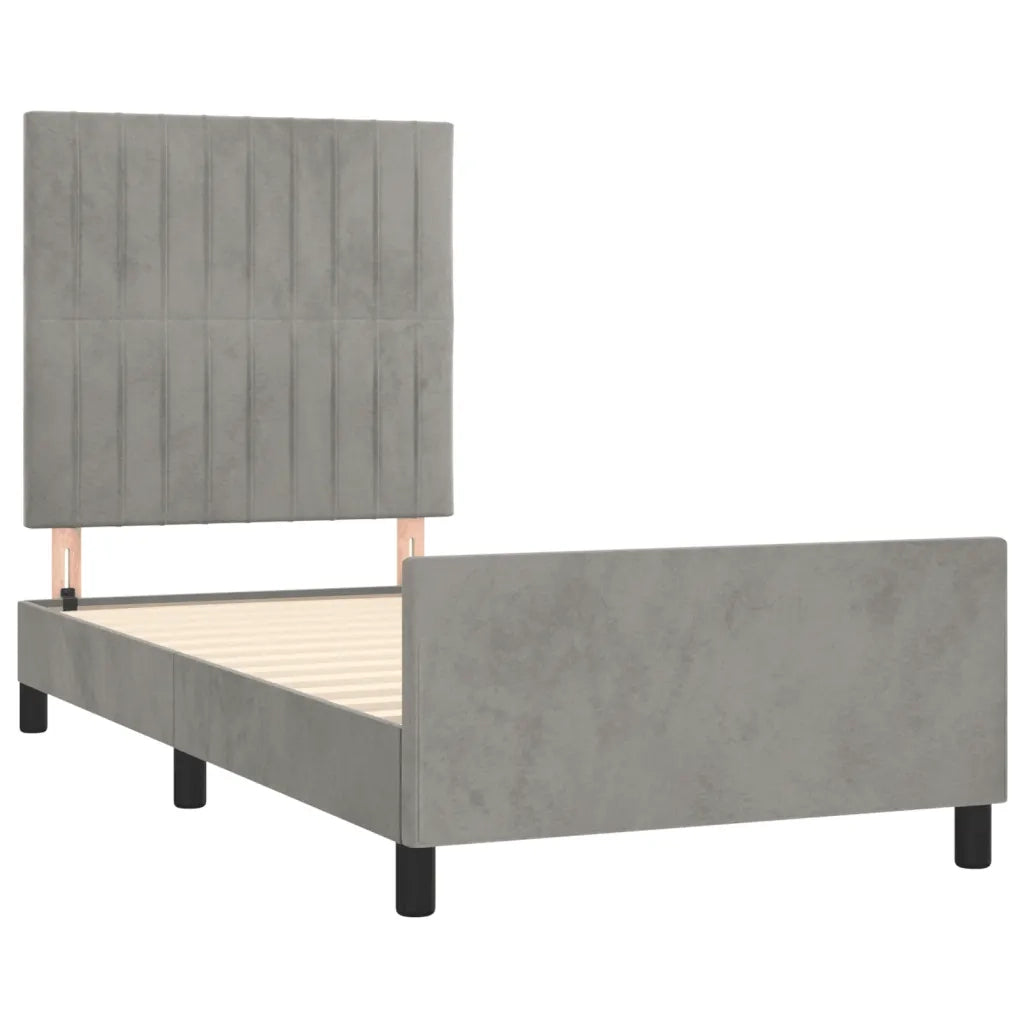 Giroletto con Testiera Grigio Chiaro 90x200 cm in Velluto cod mxl 40838