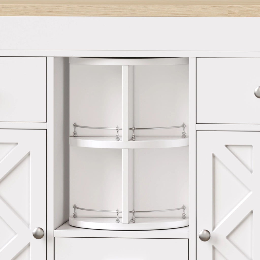 Bar mobile estensibile 110-180 x 40 x 91 cm in MDF bianco, con ruote