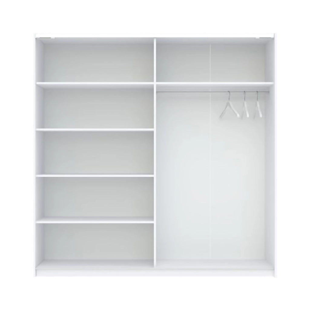 Armadio Camera da Letto Nalika, Guardaroba 2 Ante 2 Ripiani, 200x204h cm Bianco