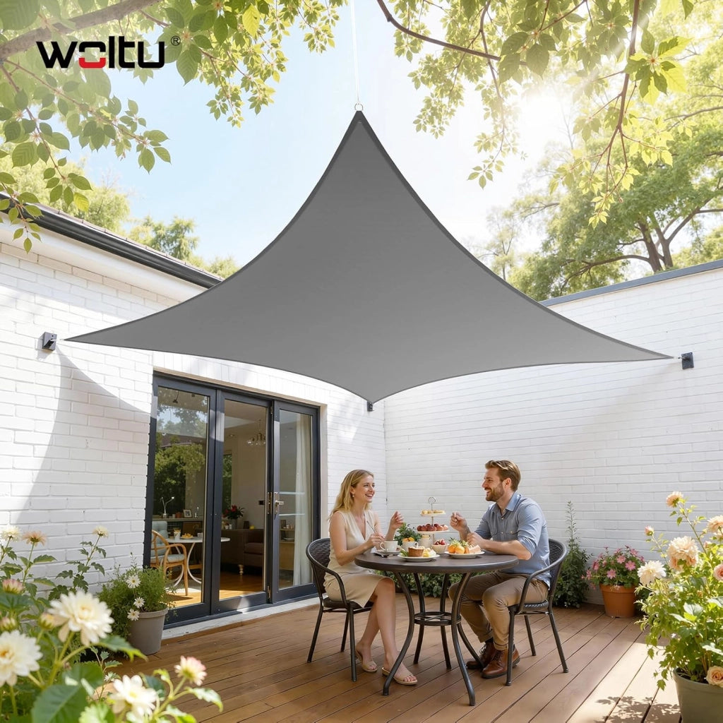 Vela ombreggiante 5x5m in HDPE 180 g/m² Traspirante Tenda a Vela Parasole Quadrato Protezione Solare Respirante Anti UV Giardino Esterni Grigio