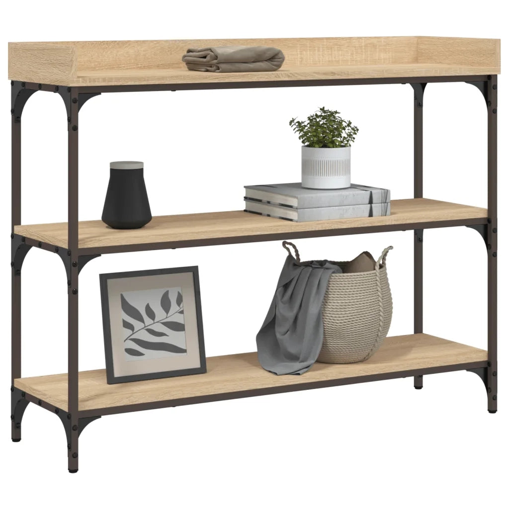 Tavolino Consolle con Ripiani-Tavolino da soggiorno Rovere Sonoma 100x30x80 cm