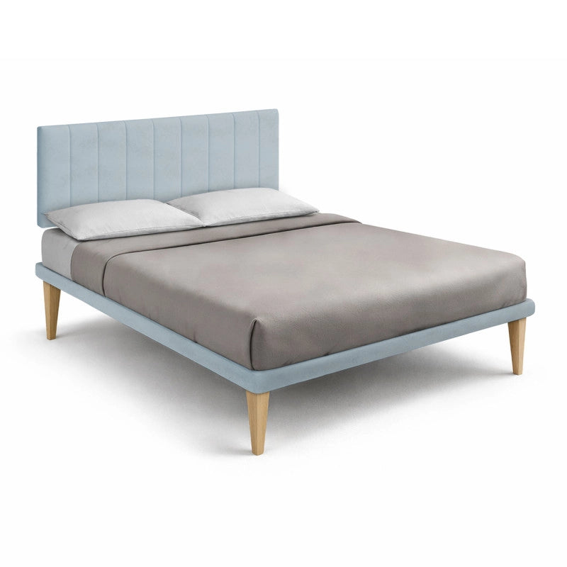 Letto imbottito Letto Matrimoniale alla Francese 140x200 cm Vertical - Con rete,Microfibra,Azzurro