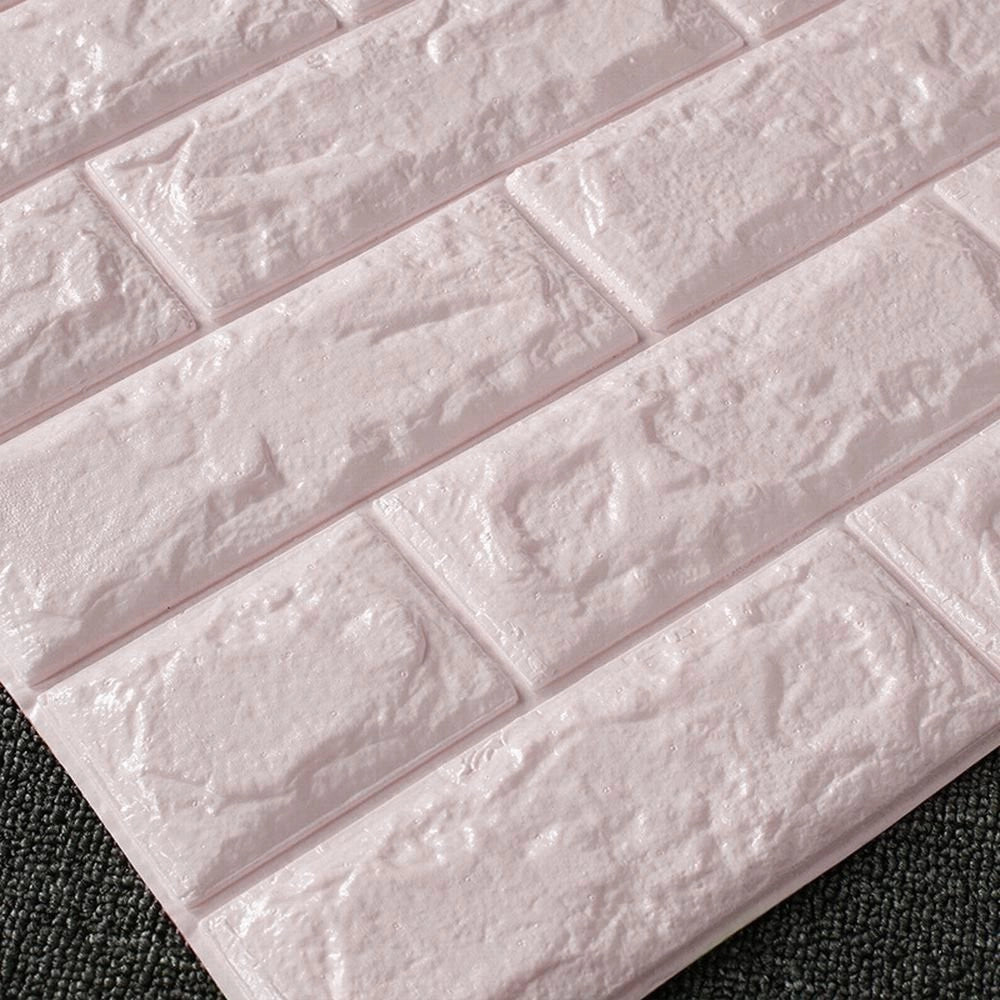 Trade Shop - Pannello Adesivo Per Decorazione Parete Effetto Pietra Muro 70 X 60 Cm Rosa -