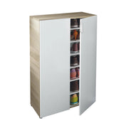 Athenodora, Armadio Multiuso 2 Ante 6 Ripiani, 72x103h cm Marrone Rovere