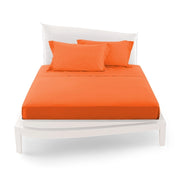 Trade Shop - Completo Da Letto Matrimoniale Tinta Unita Lenzuola Coordinato Copricuscini - Arancione