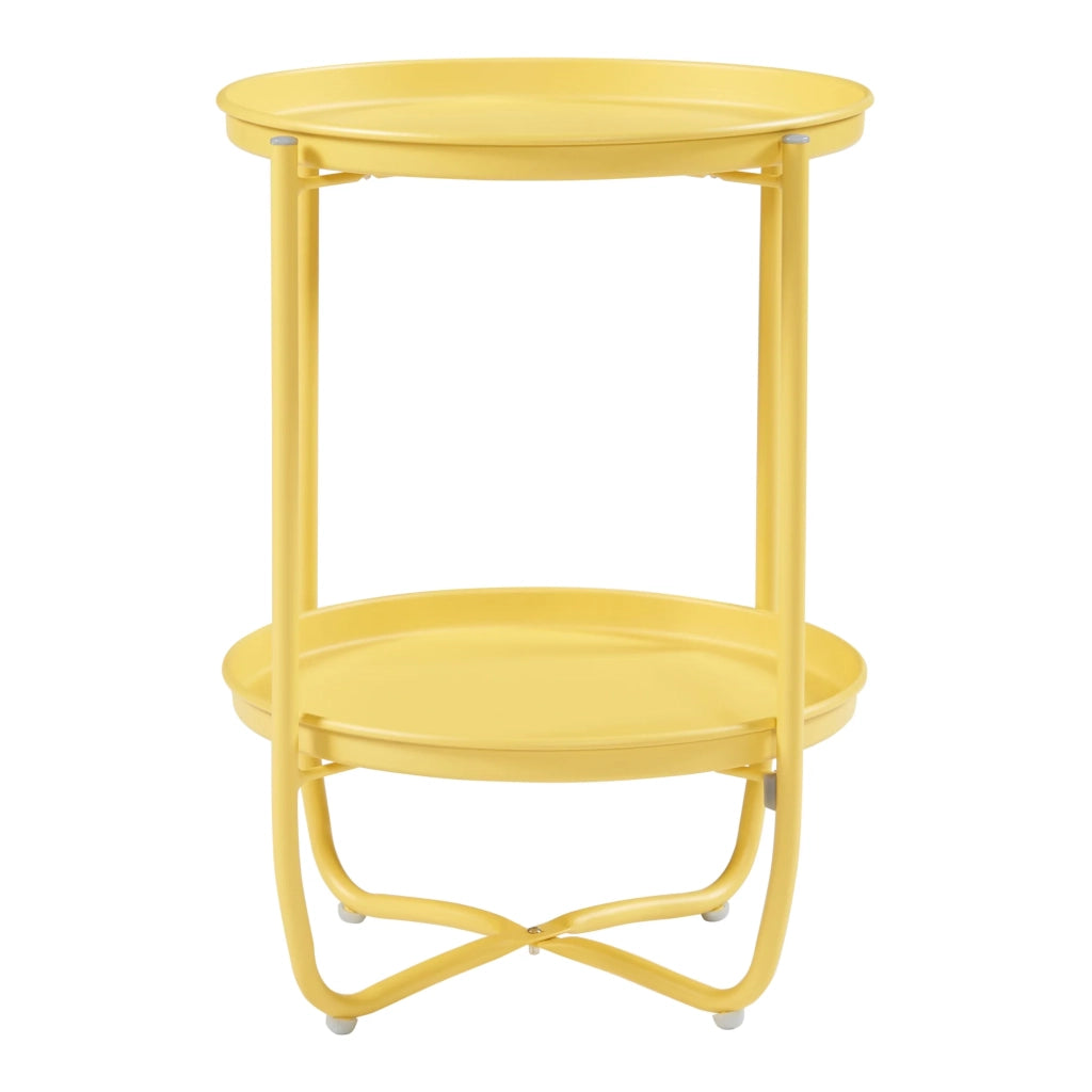 Tavolino da caffè consolle laterale con ripiani in acciaio estraibili 58 x 40 cm giallo 03_0010767