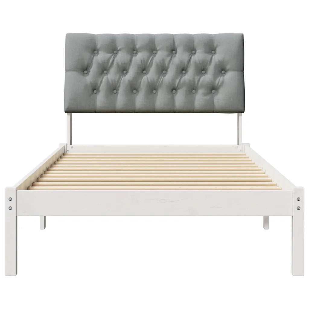 Letto con Testiera Rivestita con testiera Bianco 100 x 200 cm