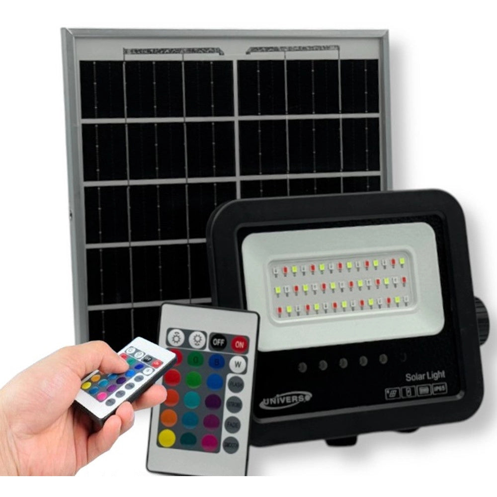 Trade Shop - Faro A Led Proiettore Con Pannello Solare 40 W Rgb Con Telecomando Esterno Ip65 Sl-rgb-40w -
