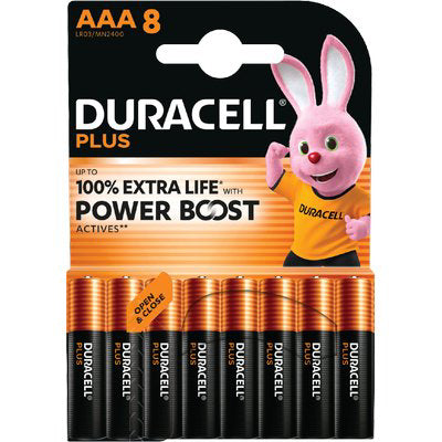 PILA MINI STILO AAA PLUS POWER BOOST DURACELL - ALCALINA VOLT 1,5 CF=PZ 8- 10 confezioni