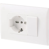 PLACCA PRECOMPOSTA 2212 ELECTRALINE - BIANCO POSTI 2 DEVIATORE + SCHUKO VOLT 220 A 16- 2 pezzi