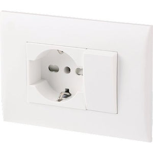 PLACCA PRECOMPOSTA 2212 ELECTRALINE - BIANCO POSTI 2 DEVIATORE + SCHUKO VOLT 220 A 16- 2 pezzi