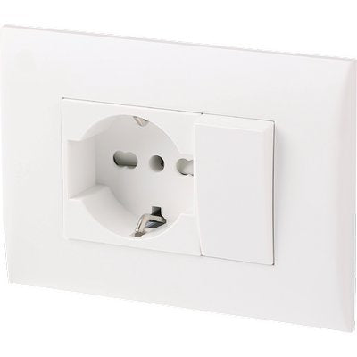 PLACCA PRECOMPOSTA 2212 ELECTRALINE - BIANCO POSTI 2 DEVIATORE + SCHUKO VOLT 220 A 16- 2 pezzi
