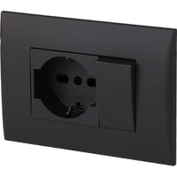 PLACCA PRECOMPOSTA 2212 ELECTRALINE - NERO POSTI 2 DEVIATORE + SCHUKO VOLT 220 A 16- 2 pezzi
