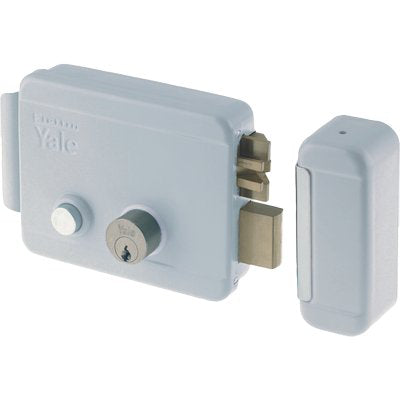 SERRATURA CANCELLO APPLICARE ELETTRICA 68880 YALE - ZINC. C.TONDO FISSO M2+SCR+PULS+TETT E.MM 70 DX