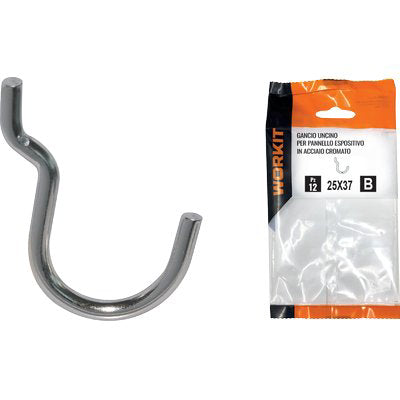 GANCIO UNCINO ACCIAIO SELF WORKIT - X PANNELLO ESPOSITIVO CROM NÂ° 3 MM 25X37 CF=PZ 12- 5 confezioni