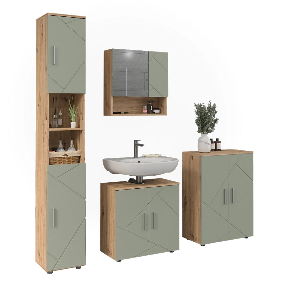 Vicco Set di mobili da bagno Verde salvia 4 parti