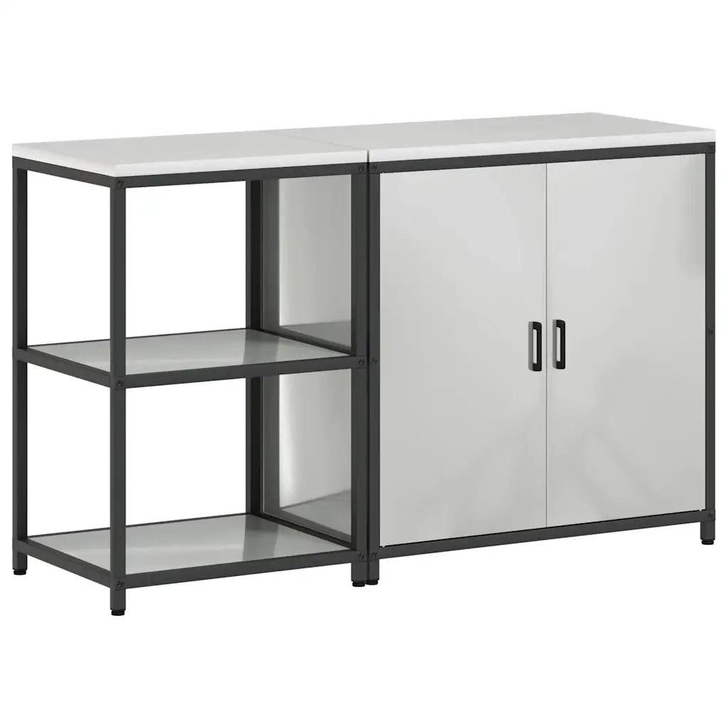 vidaXL Set di Stoccaggio per Cucina 2 pcs Argento 150 x 50 x 92 cm