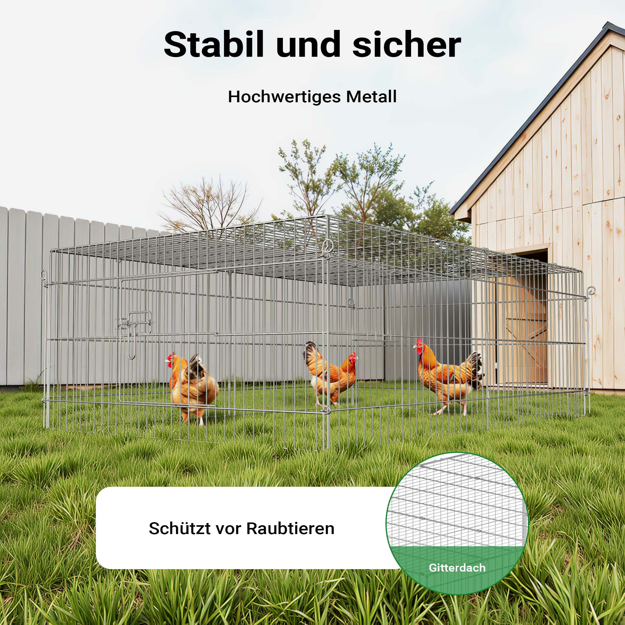 Recinto per piccoli animali 183 x 122 x 60 cm con telo parasole recinzione per conigli e lepri