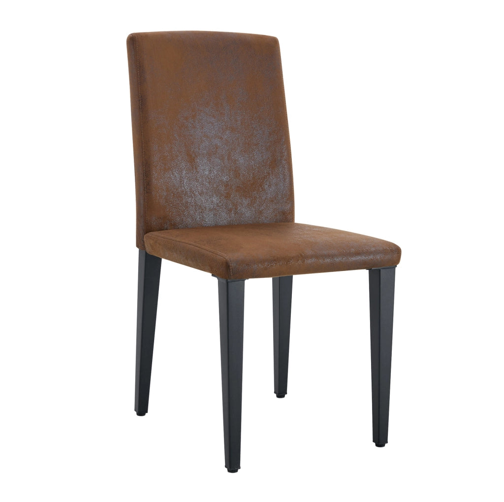 Set di 2 sedie da pranzo in tessuto marrone e metallo nero