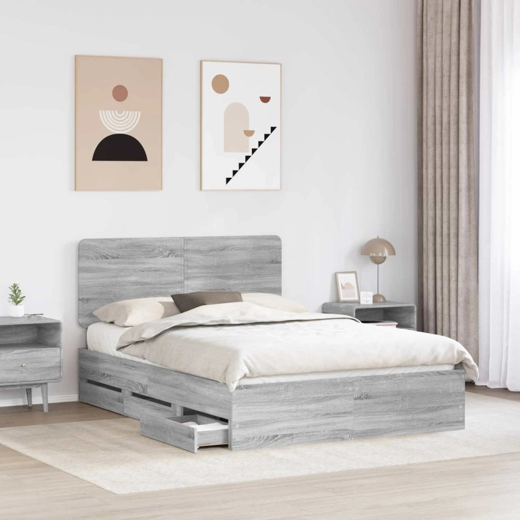 Struttura del letto con cassetto Grigio Sonoma 140 x 190 cm 3412600