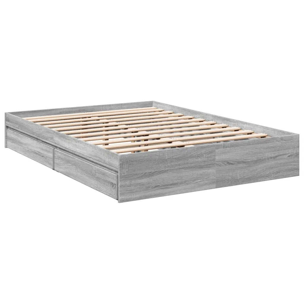 Giroletto Cassetti-Struttura Letto con contenitore Grigio Sonoma 140x200 cm Legno Multistrato 620852