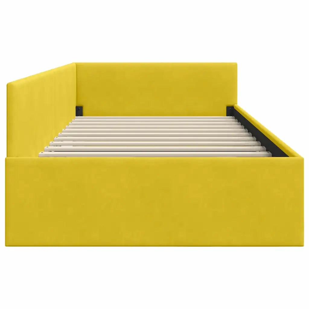 Letto singolo | Letto per adulti | Cornice del letto ad angolo Giallo 90 cm x 190 cm Velluto