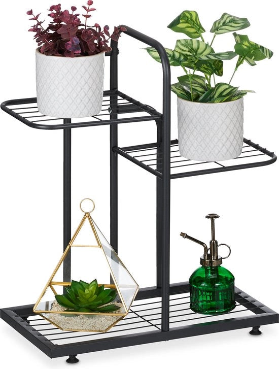 porta fiori a 3 livelli - 50,5 x 44 x 22 cm - interna - acciaio - nero