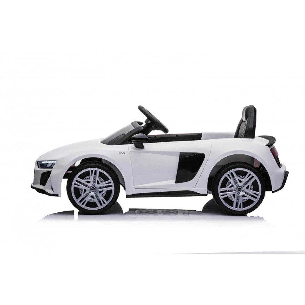 Macchina Elettrica per Bambini 12V Licenza Ufficiale Audi R8 New Spyder con Telecomando e Sedile in pelle Bianco