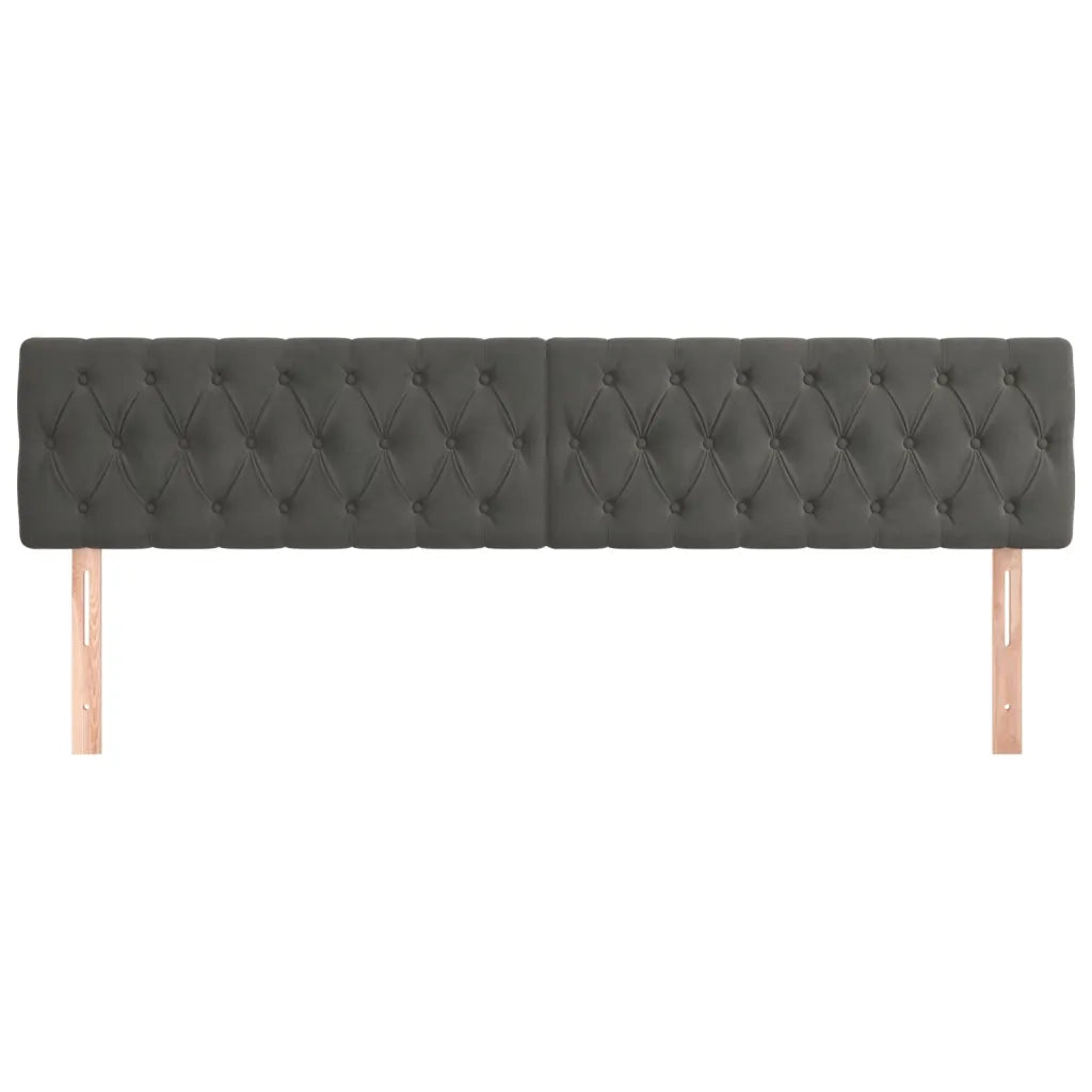 Testiere 2 pz Grigio Scuro 100x7x78/88 cm in Velluto