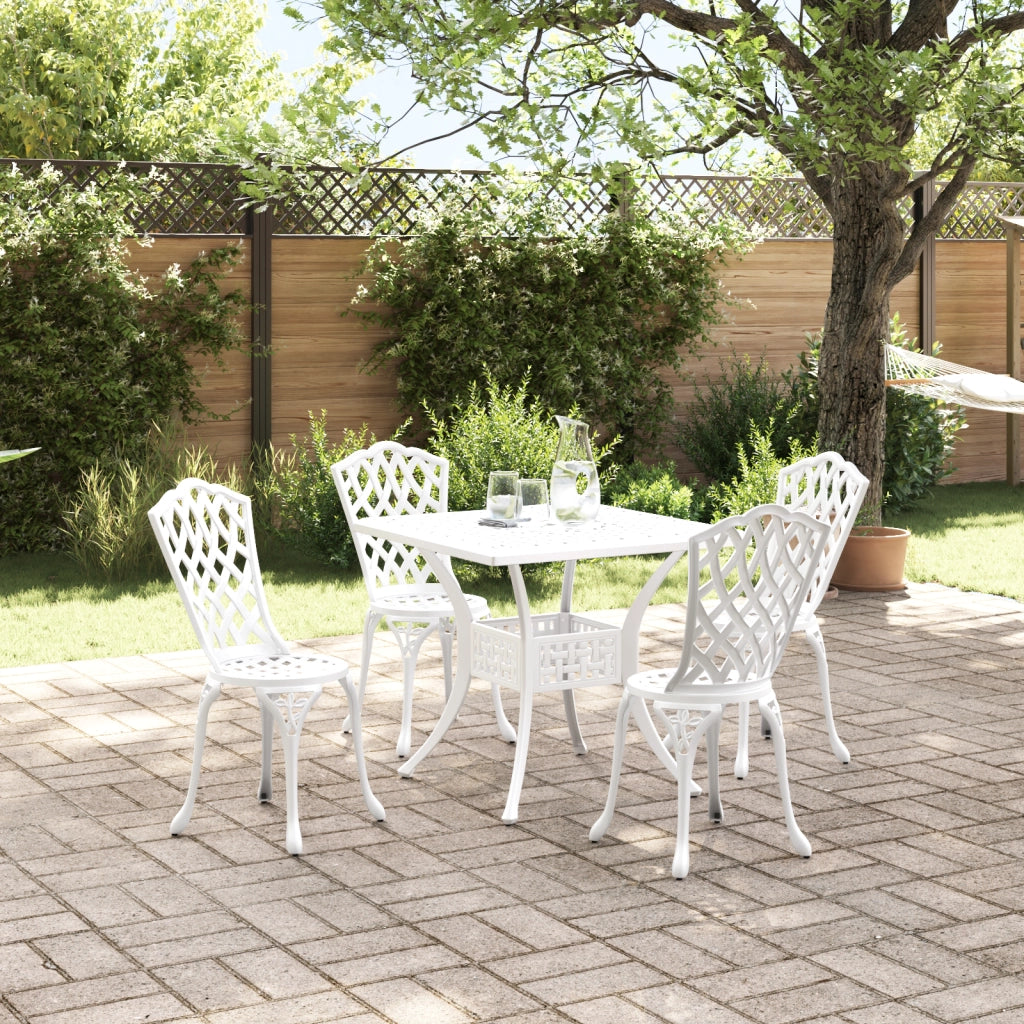 Set da Pranzo da Giardino 5 Pezzi  in Alluminio Bianco