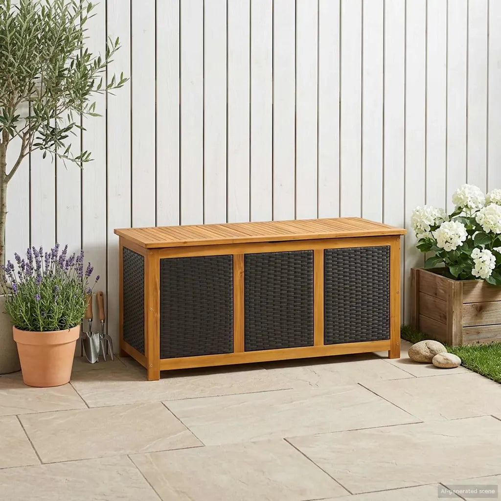 Scatola di Stoccaggio per Giardino 185 L 113 x 50 x 56 cm Nero 42002710