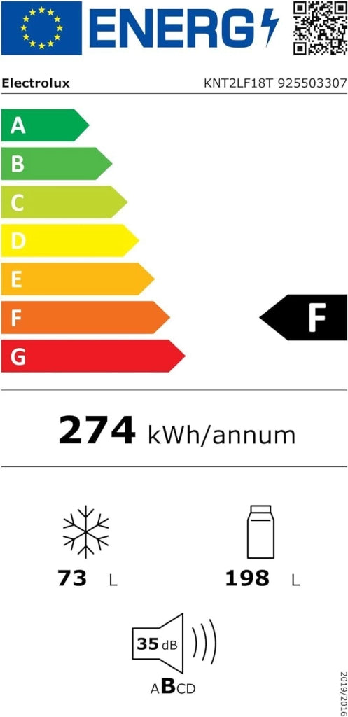 Electrolux KNT2LF18T Serie 500 Frigorifero Combinato da Incasso 268 L 177,2 cm Classe F 35 dB Static Low Frost colore Bianco