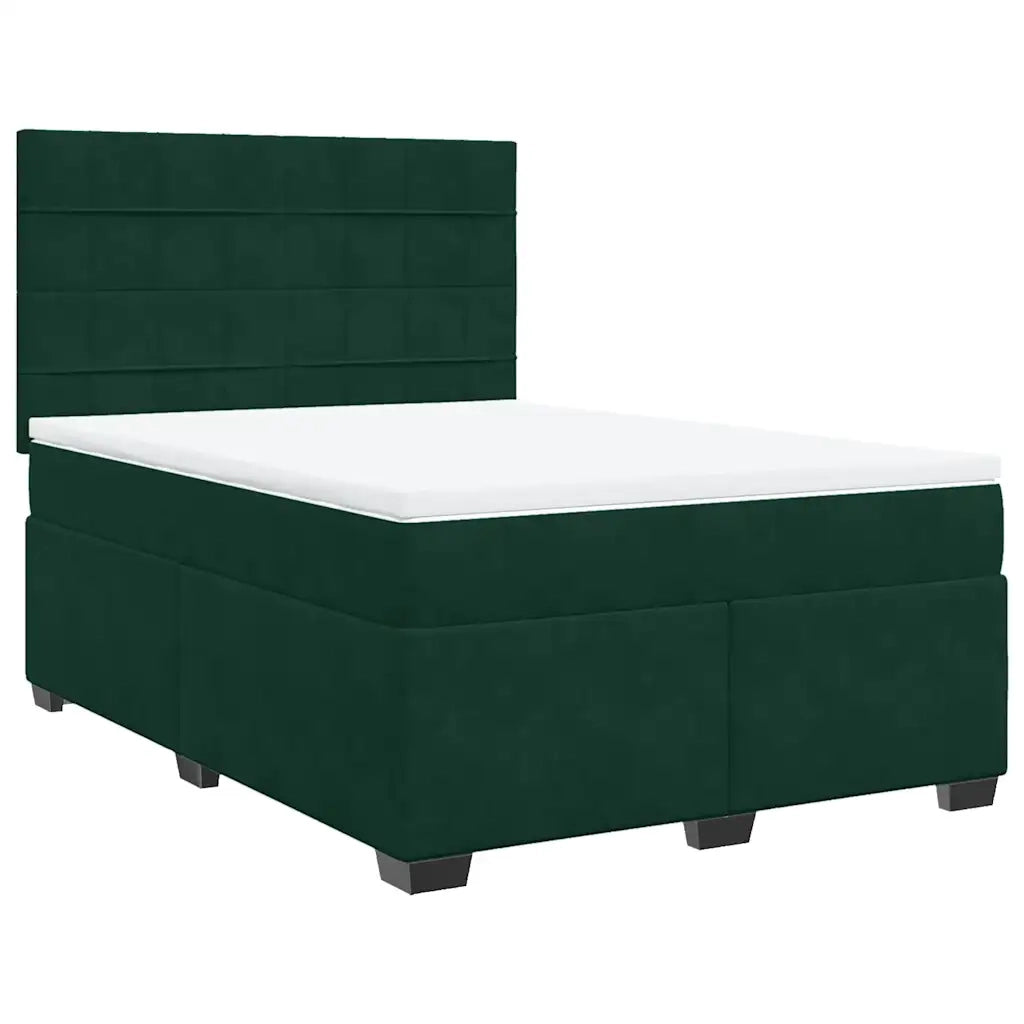 vidaXL Giroletto a Molle con Materasso Verde Scuro 160x200 cm Velluto