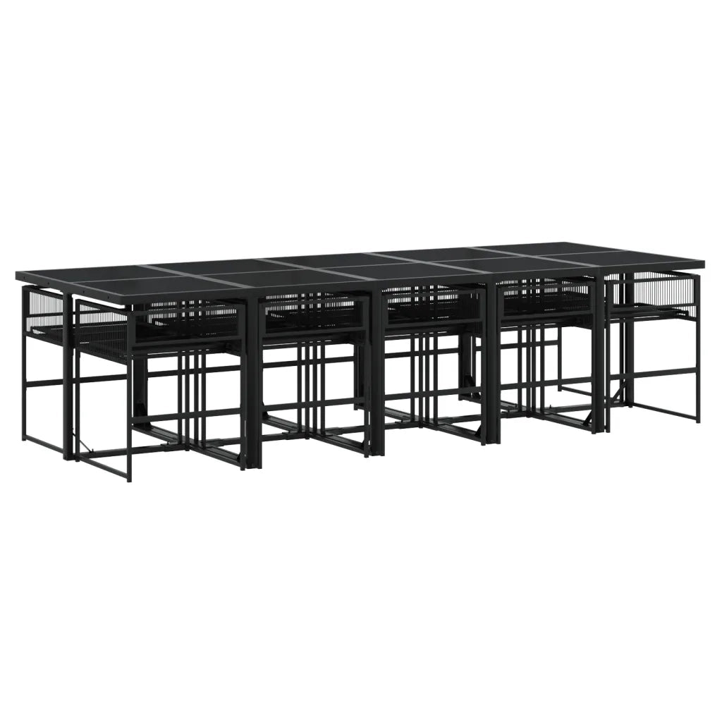 vidaXL Set da Pranzo da Giardino 11 pz in Polyrattan Nero