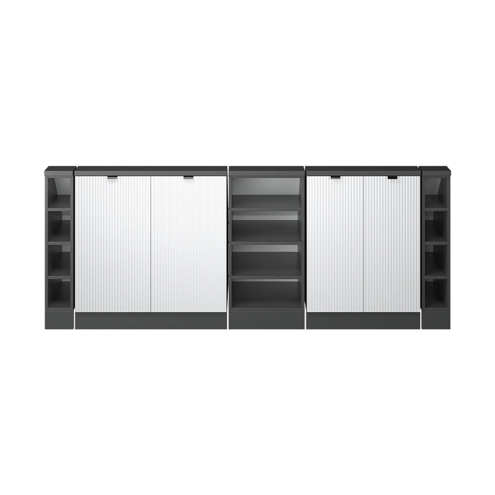 Set di mobili sottotetto Rion Ondulazione bianca/Antracite 210 cm Set di 5 Vicco
