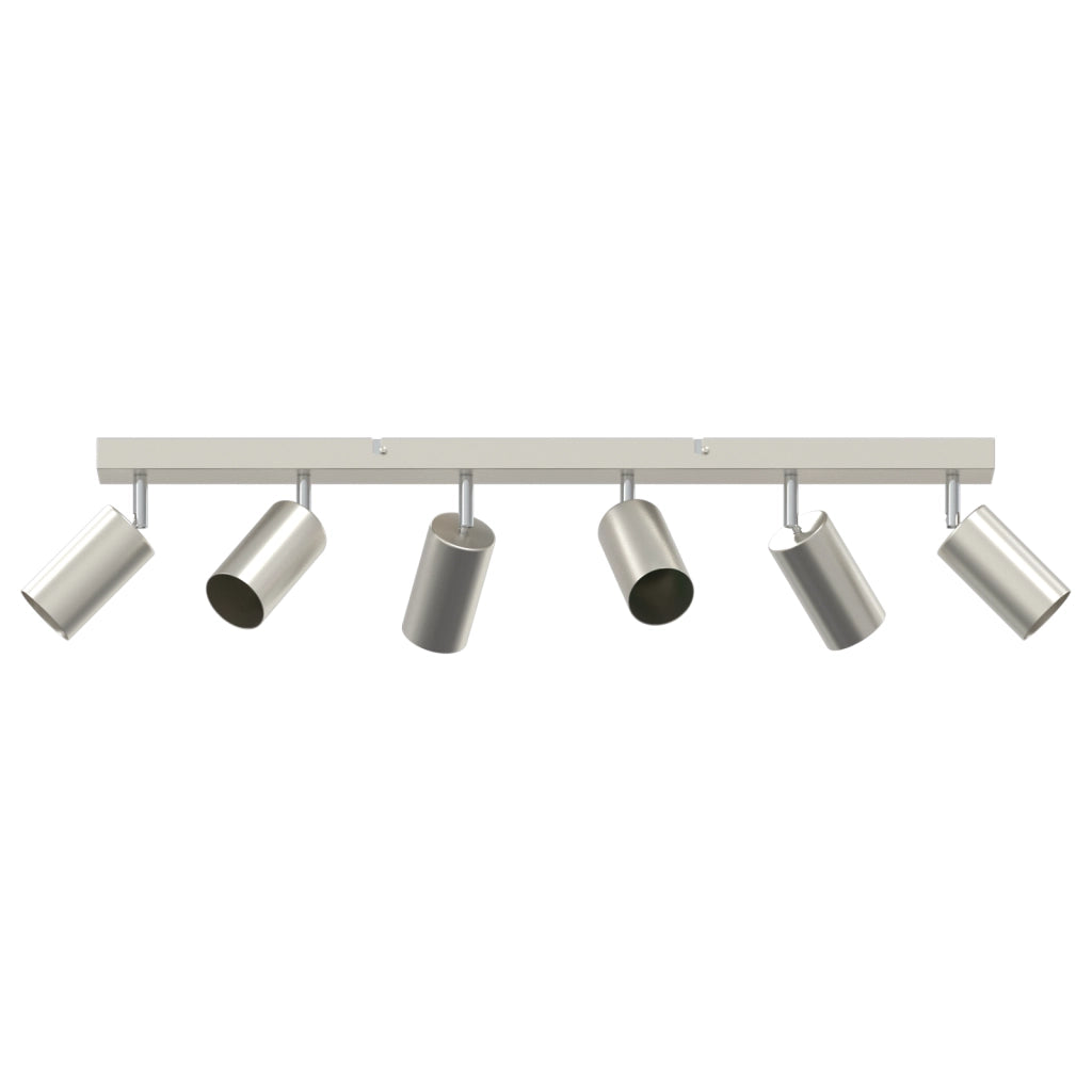 Faretto da soffitto 6 vie regolabili GU10 in nichel spazzolato