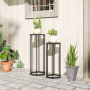 PORTA PIANTE Set da 2 pezzi 75/60 cm Metallo Nero