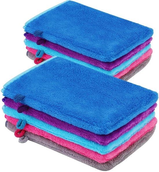 Kit per rimozione trucco a microfibra - 10 pezzi - Adatto per pelli sensibili - 5 colori