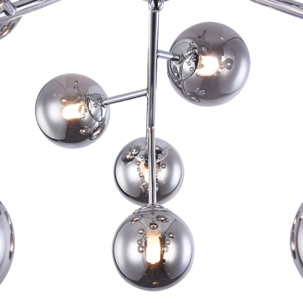 Maytoni Plafoniera contemporanea Dallas 12 luci G9 cromo metallo vetro soffiato fumè