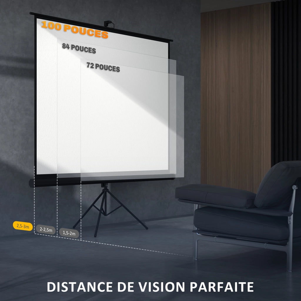 Schermo Proiezione 100 Pollici ¨C zephmum ¨C Supporto Treppiede Regolabile 4K HD 4:3