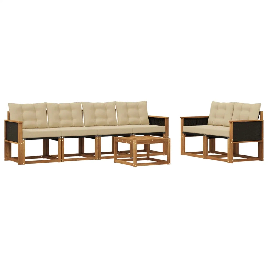 Set di divani da esterno 7 pz Naturale e Beige 3381785