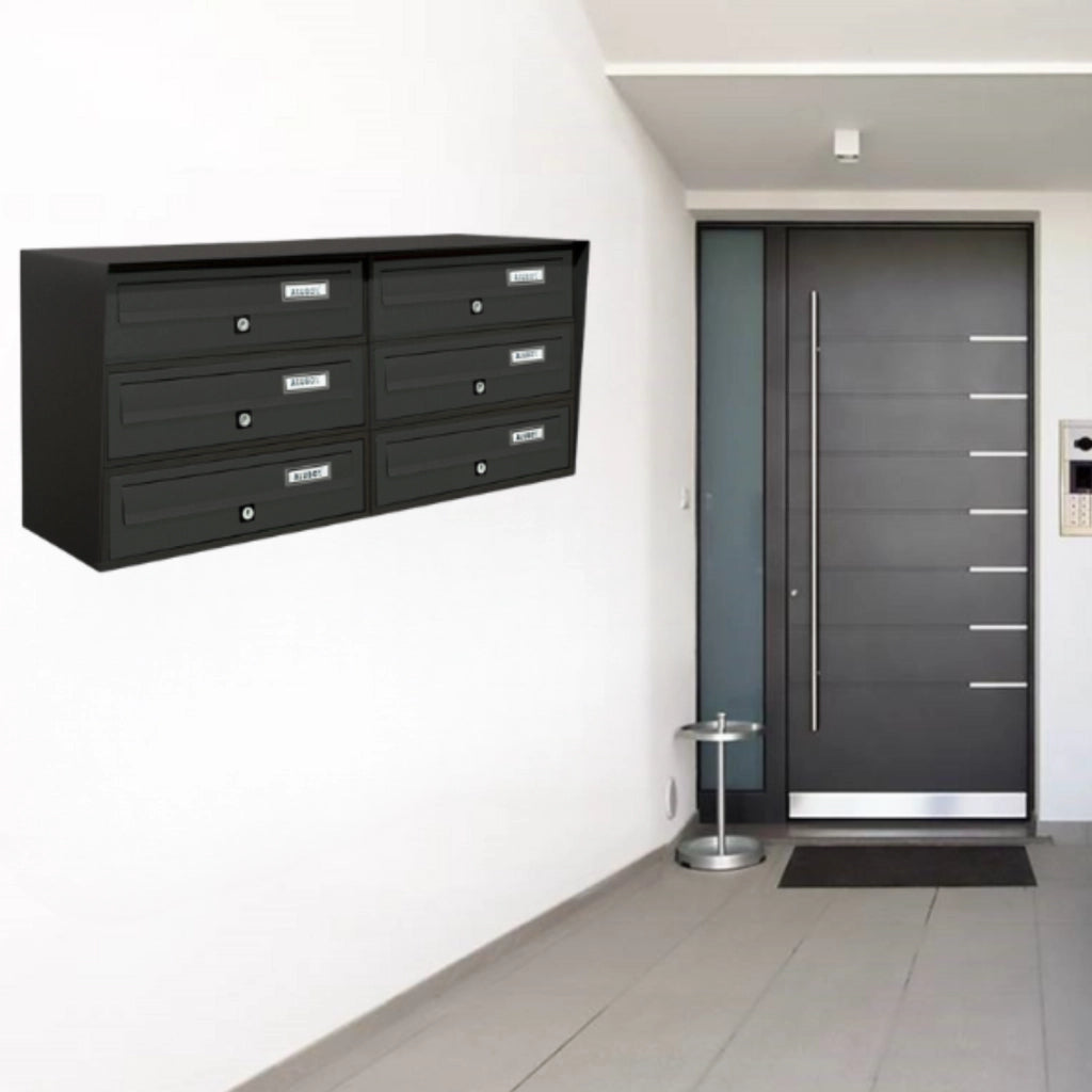 ALUBOX Cassette Postali Condominiali 6 Posti SLIM 37,8X77,5X30 Cm In Lamiera Zincata E Alluminio Cassetta Postale Da Esterno Condominiale Con Sistema Anti Prelievo COLORE: ANTRACITE