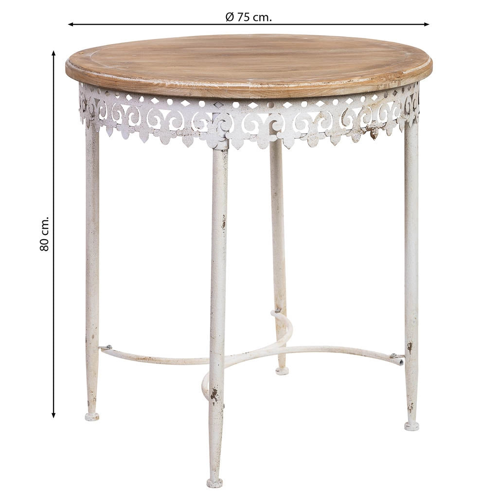 Tavolo rotondo in legno e metallo finitura invecchiata 75x75x80h cm