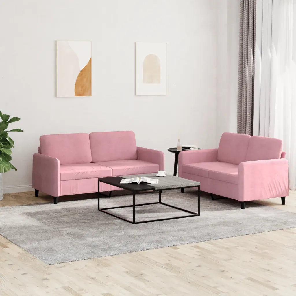 Set di Divani 2 pz Rosa in Velluto 3201977
