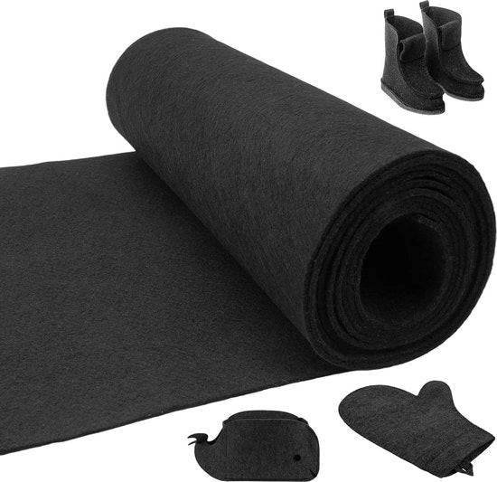 Vilten per metro 30x250 cm - Vilten stoffa 3 mm - Vilten mat per metro - Vilten per sacchetto - Vilten decorativo - Artigianato - Vilten sottostante - Sartoria - Costumi - Nero
